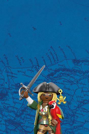 PLAYMOBIL Figur Rohanna Razor-Tide mit Papagei und Schwert &ndash; mutige Piratenk&ouml;nigin von Crystal Skull Island