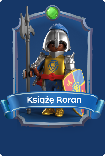 Playmobil Książę Lio jadący na białym koniu ze sztandarem i tarczą Rycerzy Lwa, odważny dziedzic kr&oacute;lestwa Leontaris w średniowiecznych przygodach fantasy.