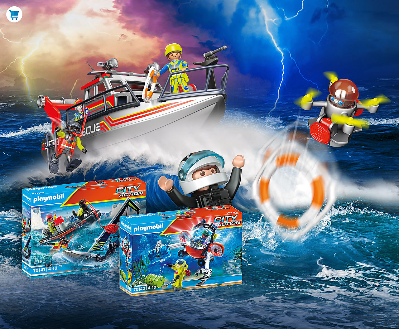 Thrilling Sea Rescues - discover the new playsets like 70140 Fire Rescue with Personal Watercraft