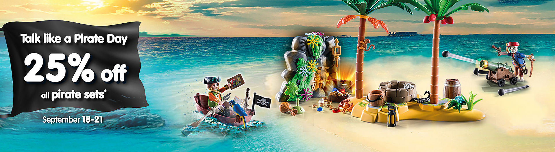 Talk Like a Pirate Day - Get 25% off specified Pirate sets like 70962 Pirate Treasure Island with Rowboat