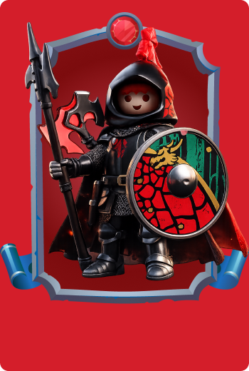 Playmobil Guardian Egran z wł&oacute;cznią i smoczą tarczą, wierny obrońca Rycerzy Smoka chroniący Kr&oacute;lestwo Cieni w średniowiecznych przygodach fantasy.