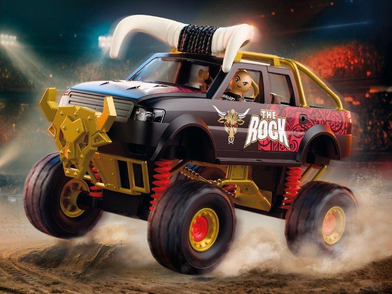 PLAYMOBIL Rock Monster Truck mit riesigen Reifen, Federung und The Rock Figur auf actionreichem Gel&auml;nde